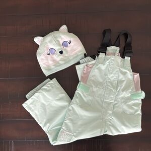 Roxy Girl Ski Bibs w/ Matching Hat, Like New!! Size 3